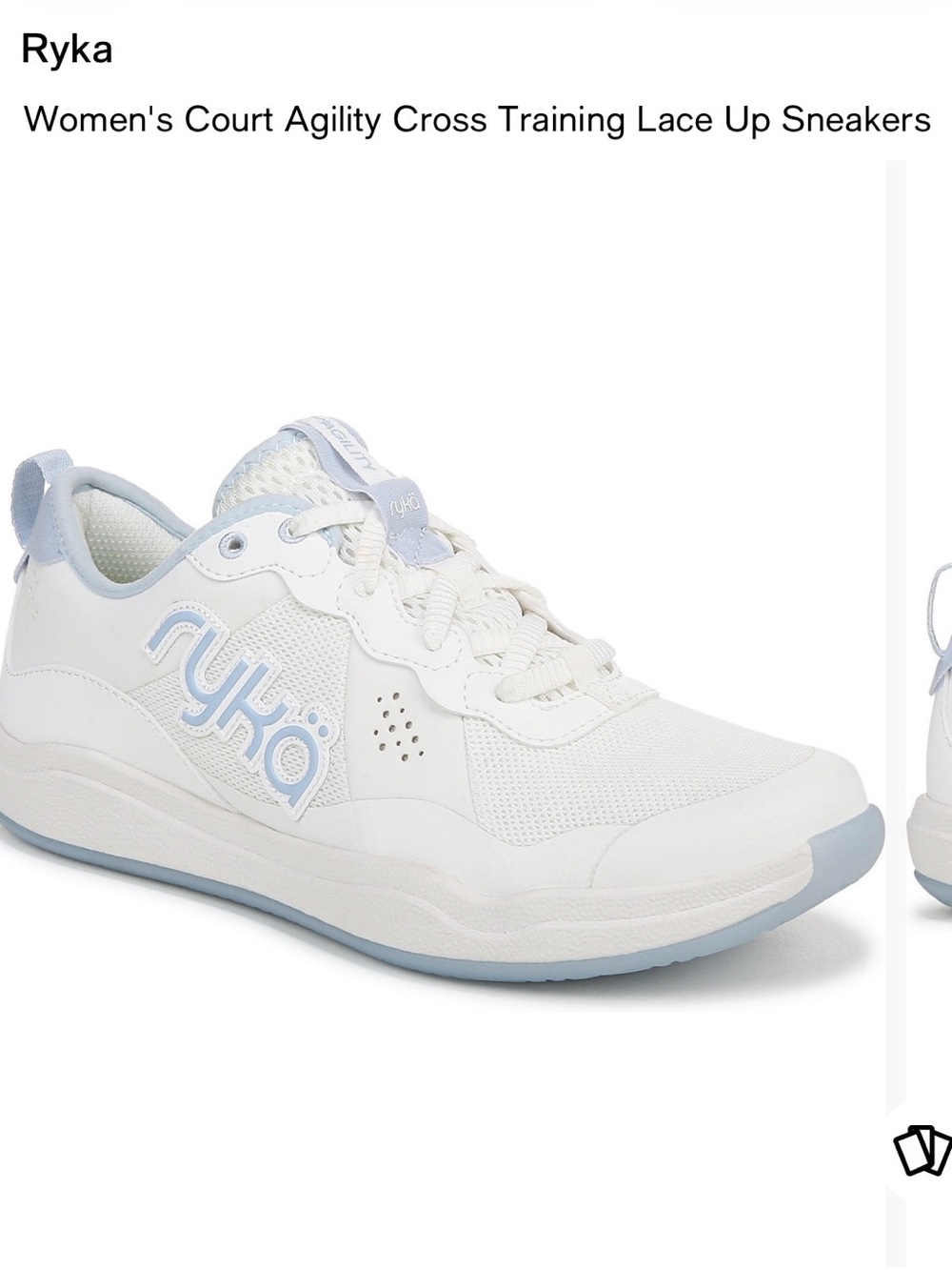 Ryka Women's Lace-Up Sneakers in White and Light Blue